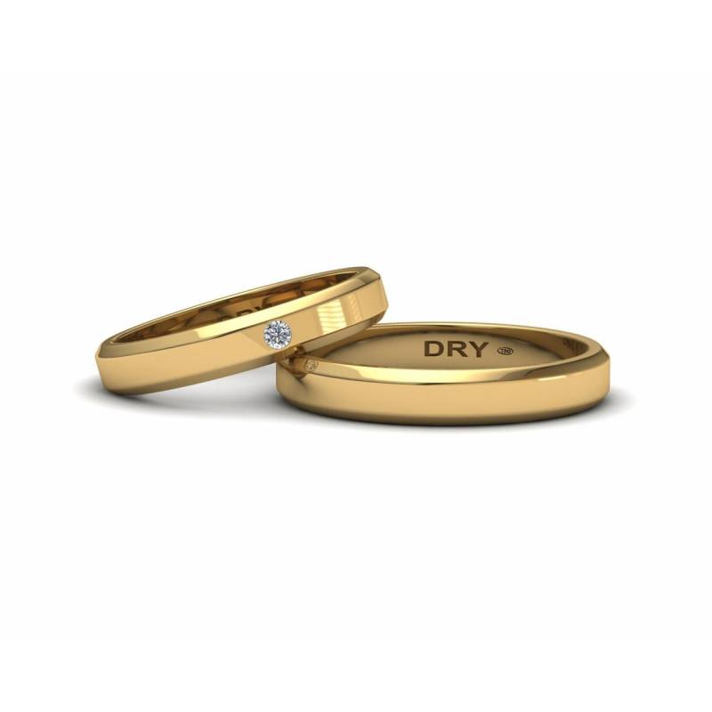 Diamond gold beveled wedding bands