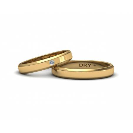 Diamond gold beveled wedding bands
