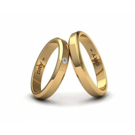 Diamond yellow gold beveled wedding bands
